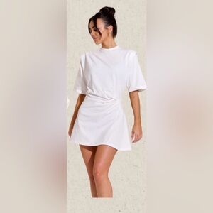 Noughts & Kisses White Draped Tshirt Dress